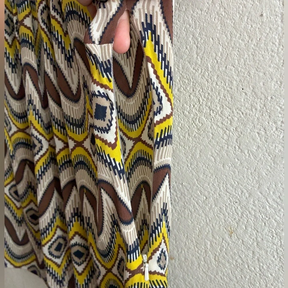 Tory Burch Yellow Brown Zigzag Print Sleeveless Camisole 8